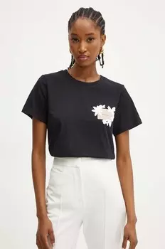 Хлопковая футболка Twinset, черный