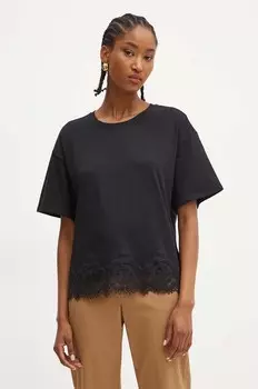 Хлопковая футболка Twinset, черный