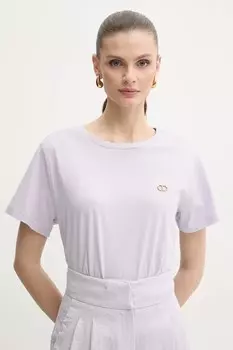 Хлопковая футболка Twinset, фиолетовый