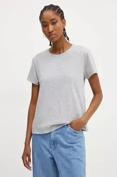 Хлопковая футболка Twinset, серый