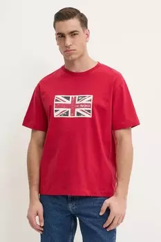 Хлопковая футболка UNION TEE Pepe Jeans, красный