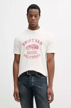 Хлопковая футболка United Colors Of Benetton, бежевый