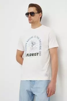 Хлопковая футболка United Colors of Benetton, бежевый