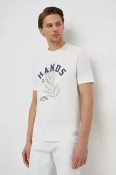 Хлопковая футболка United Colors of Benetton, бежевый