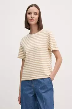 Хлопковая футболка United Colors of Benetton, бежевый