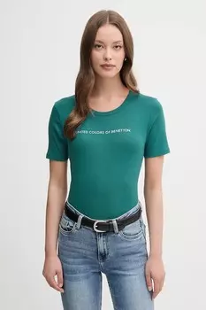Хлопковая футболка United Colors Of Benetton, бирюзовый
