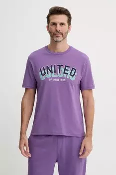 Хлопковая футболка United Colors Of Benetton, фиолетовый