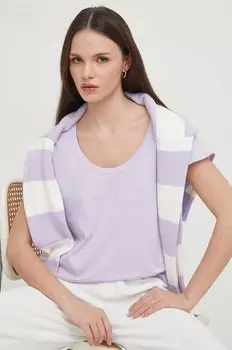 Хлопковая футболка United Colors of Benetton, фиолетовый