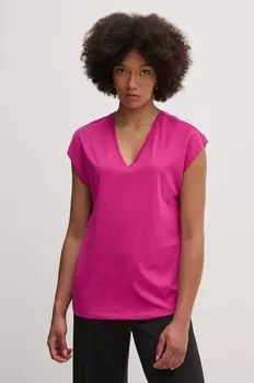 Хлопковая футболка United Colors of Benetton, фиолетовый