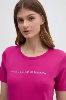 Хлопковая футболка United Colors of Benetton, фиолетовый
