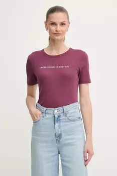 Хлопковая футболка United Colors Of Benetton, фиолетовый