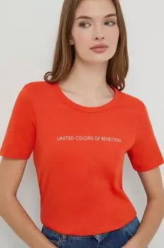 Хлопковая футболка United Colors of Benetton, красный