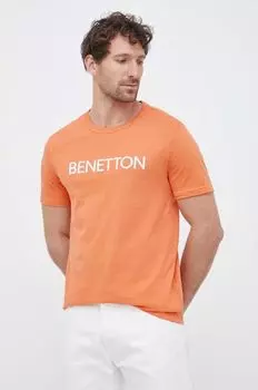 Хлопковая футболка United Colors of Benetton, оранжевый