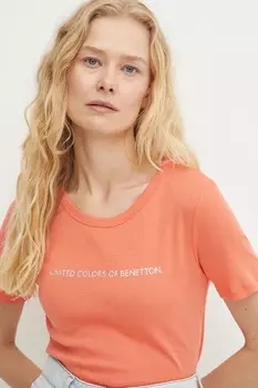 Хлопковая футболка United Colors Of Benetton, оранжевый