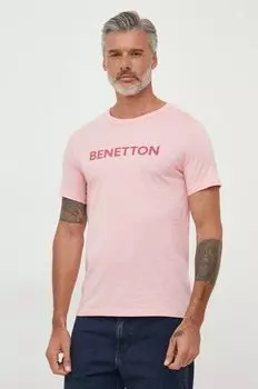 Хлопковая футболка United Colors of Benetton, розовый