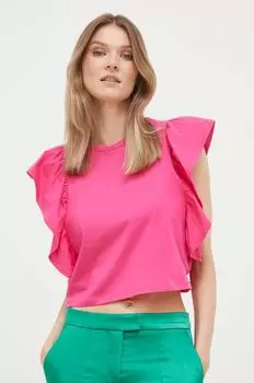 Хлопковая футболка United Colors of Benetton, розовый