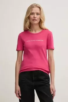Хлопковая футболка United Colors Of Benetton, розовый