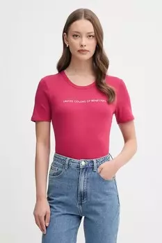 Хлопковая футболка United Colors Of Benetton, розовый
