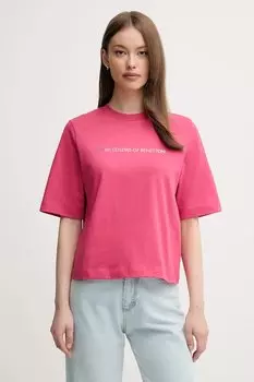 Хлопковая футболка United Colors Of Benetton, розовый