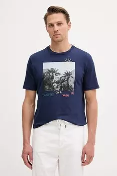 Хлопковая футболка United Colors Of Benetton, темно-синий