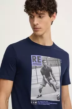 Хлопковая футболка United Colors Of Benetton, темно-синий