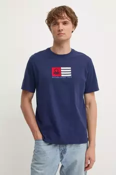 Хлопковая футболка United Colors of Benetton, темно-синий