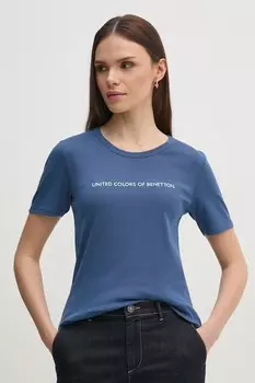 Хлопковая футболка United Colors Of Benetton, темно-синий