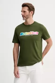 Хлопковая футболка United Colors Of Benetton, зеленый