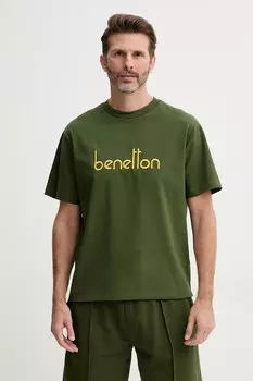 Хлопковая футболка United Colors Of Benetton, зеленый