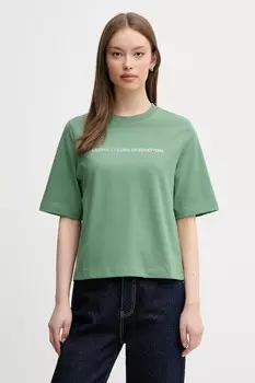 Хлопковая футболка United Colors Of Benetton, зеленый