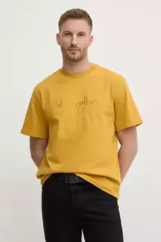 Хлопковая футболка United Colors of Benetton, желтый