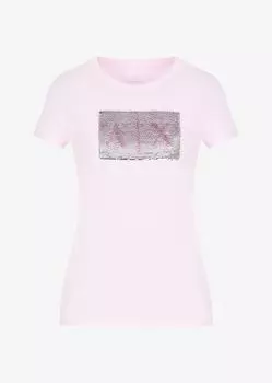 Хлопковая футболка узкого кроя Armani Exchange, розовый