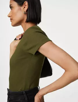 Хлопковая футболка узкого кроя Marks & Spencer