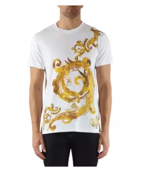 Хлопковая футболка узкого кроя с логотипом Versace Jeans Couture, белый