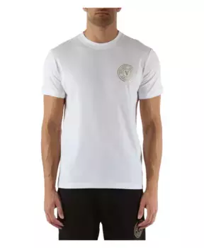 Хлопковая футболка узкого кроя с логотипом Versace Jeans Couture, белый