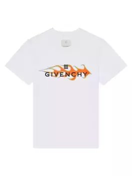 Хлопковая футболка узкого кроя с принтом пламени Givenchy, белый