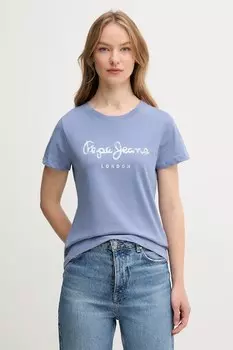 Хлопковая футболка VAL Pepe Jeans, синий
