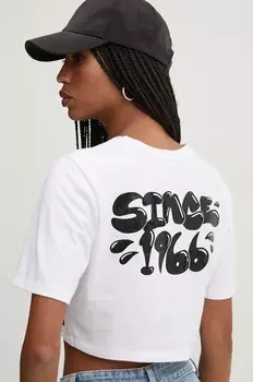 Хлопковая футболка Vans, белый