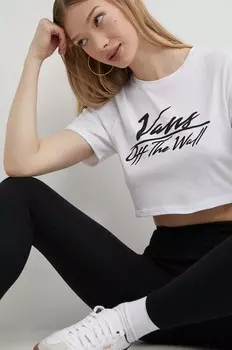 Хлопковая футболка Vans, белый