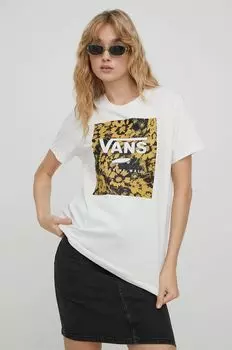 Хлопковая футболка Vans, бежевый