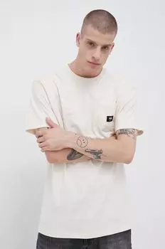 Хлопковая футболка Vans, бежевый