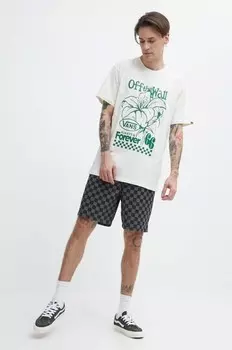 Хлопковая футболка Vans, бежевый