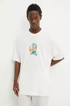 Хлопковая футболка Vans, бежевый