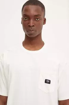 Хлопковая футболка Vans, бежевый