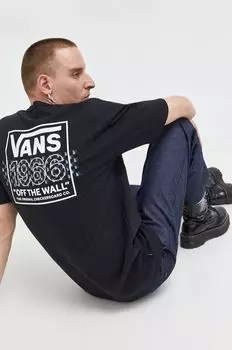 Хлопковая футболка Vans, черный