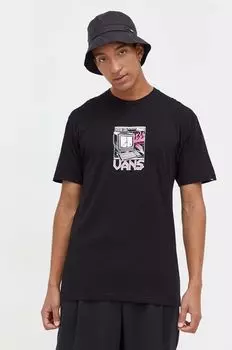 Хлопковая футболка Vans, черный