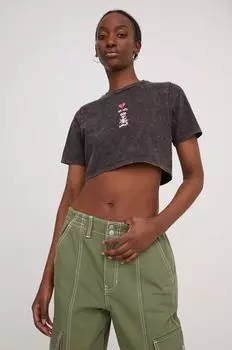 Хлопковая футболка Vans, черный