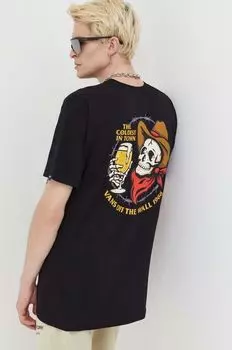 Хлопковая футболка Vans, черный