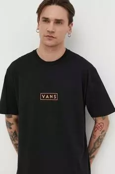 Хлопковая футболка Vans, черный
