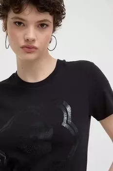 Хлопковая футболка Vans, черный